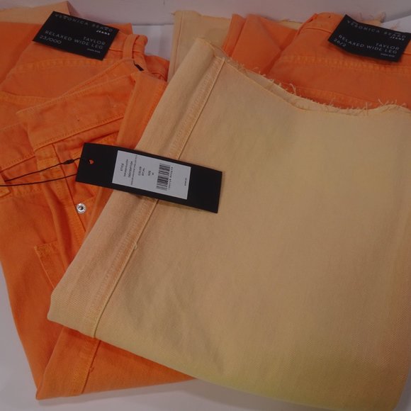 Veronica Beard Orange and Cream Flare Jeans - Picture 10 of 10